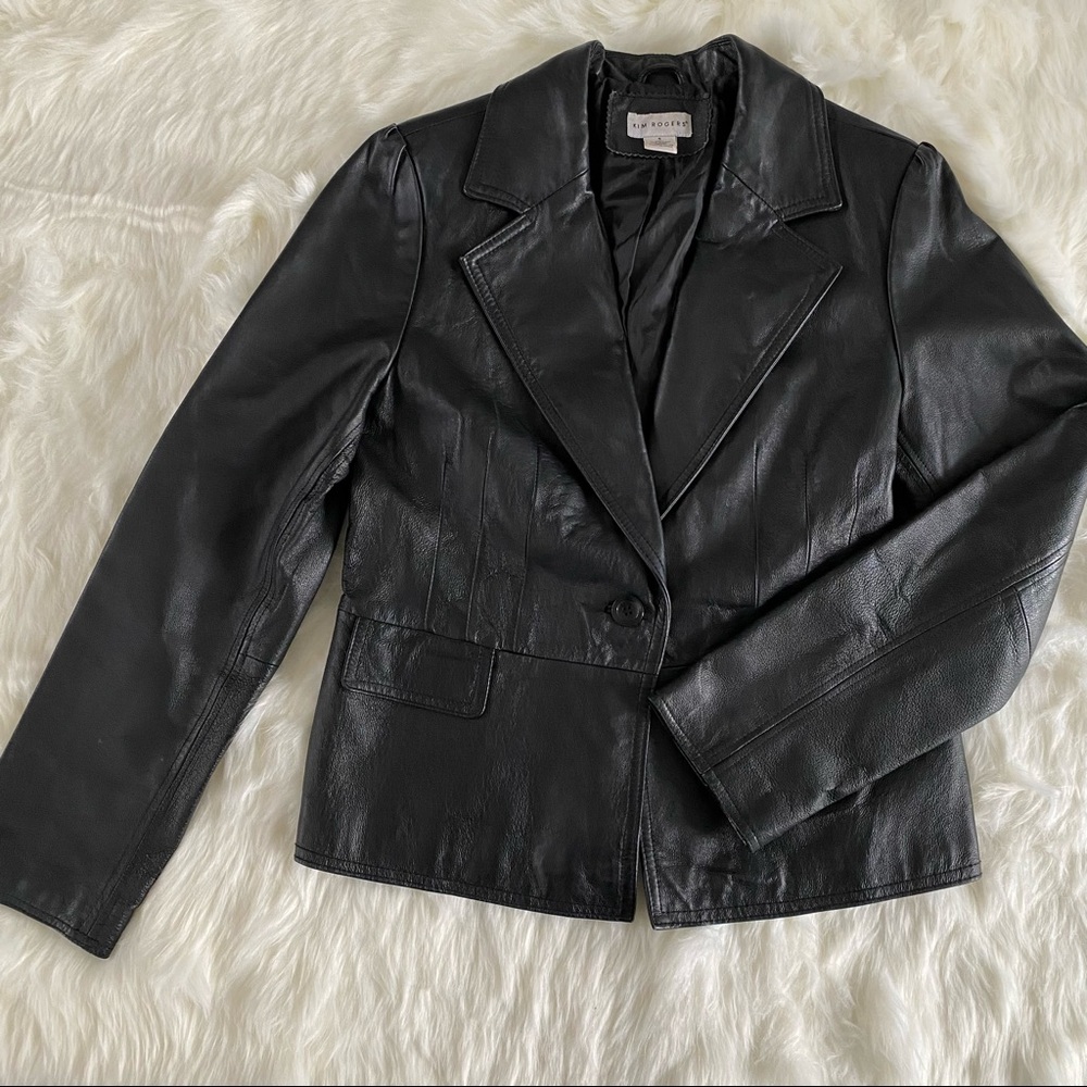Kim Rogers Lined Leather Blazer Jacket